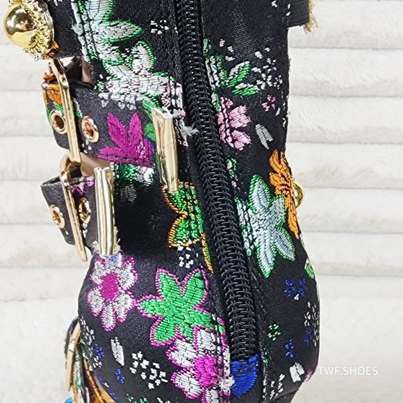 Floral Multi-Color Strappy Heels - Picture 10 of 14